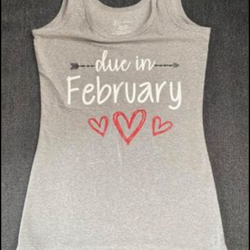 “Due in February” Tank Top Grey sz Small